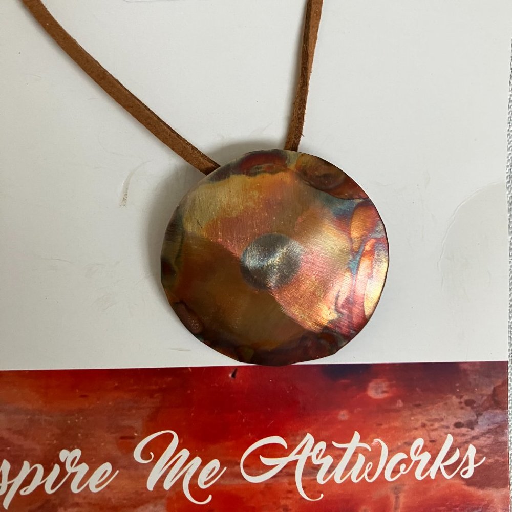 Hammered Copper Disk Necklace - Picture 2 of 3